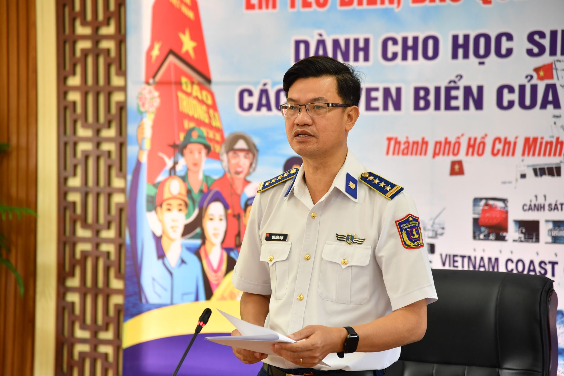 Đại tá Cao Xuân Quận - Phó Chính ủy Vùng Cảnh sát biển 3 - Trưởng ban Tổ chức cuộc thi