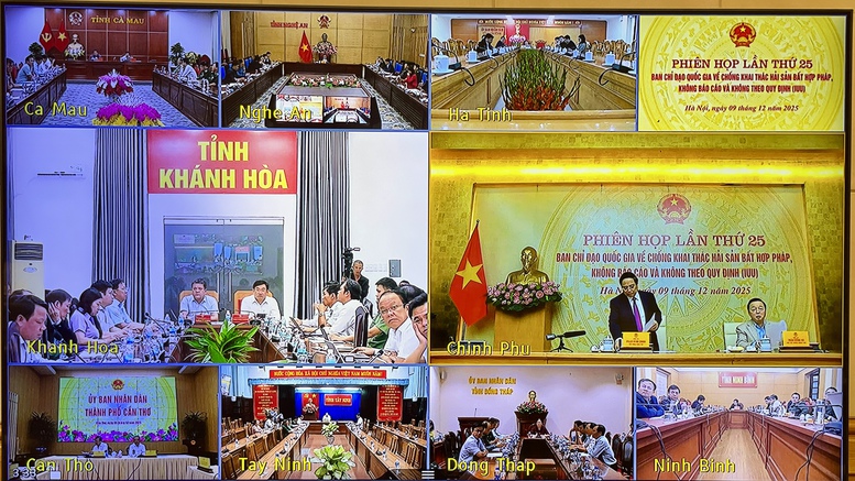 Phiên họp được kết nối trực tuyến với đầu cầu 21 tỉnh, thành phố ven biển - Ảnh: VGP/Nhật Bắc Phiên họp được kết nối trực tuyến với đầu cầu 21 tỉnh, thành phố ven biển - Ảnh: VGP/Nhật Bắc