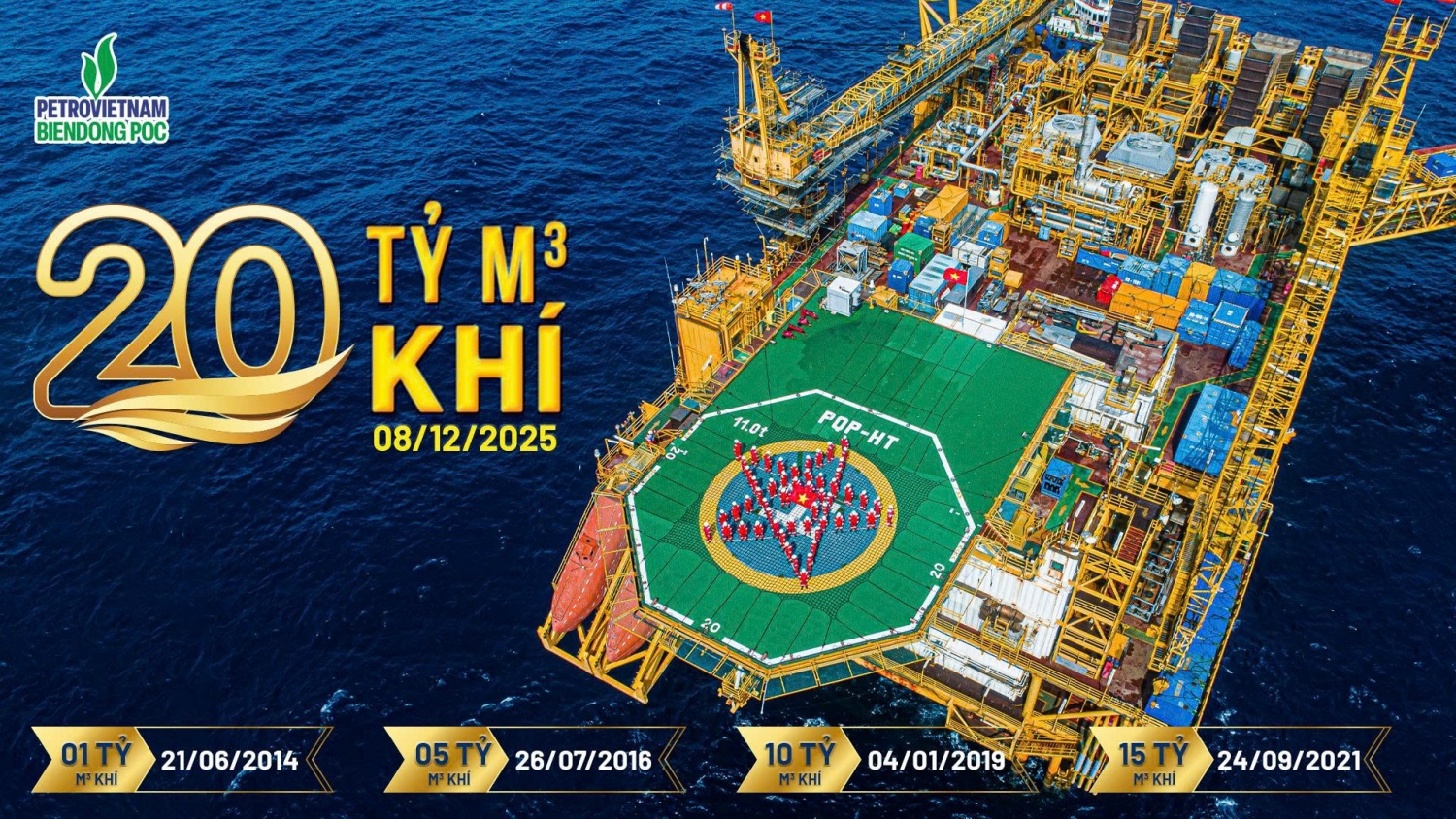 Ngày 8/12/2025, BIENDONG POC chính thức ghi nhận sản lượng khai thác khí tích lũy đạt 20 tỷ m³ thương phẩm tại cụm mỏ Hải Thạch – Mộc Tinh Ngày 8/12/2025, BIENDONG POC chính thức ghi nhận sản lượng khai thác khí tích lũy đạt 20 tỷ m³ thương phẩm tại cụm mỏ Hải Thạch – Mộc Tinh