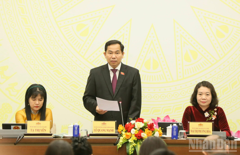 Tổng Thư ký Quốc hội-Chủ nhiệm Văn phòng Quốc hội Lê Quang Mạnh phát biểu. (Ảnh: DUY LINH) Tổng Thư ký Quốc hội-Chủ nhiệm Văn phòng Quốc hội Lê Quang Mạnh phát biểu. (Ảnh: DUY LINH)