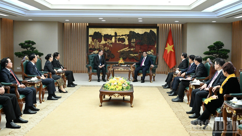 Quang cảnh buổi tiếp. (Ảnh: TRẦN HẢI)