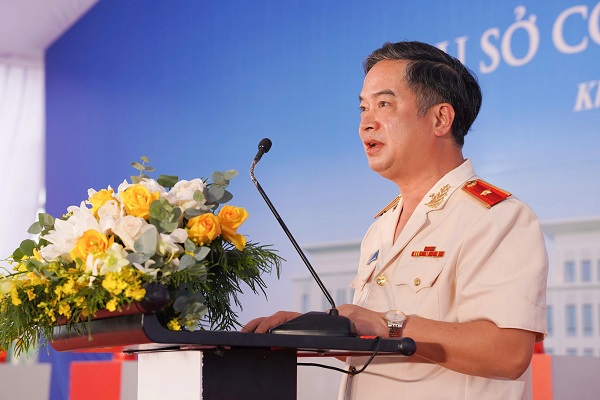 Thiếu tướng Nguyễn Hữu Phước, UVBTV Tỉnh ủy, Gi&aacute;m đốc C&ocirc;ng an tỉnh ph&aacute;t biểu