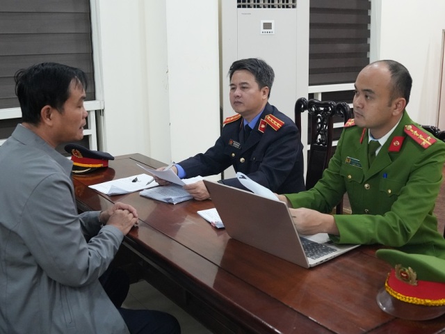 Đối tượng Vũ Sơn tại Cơ quan C&ocirc;ng an.