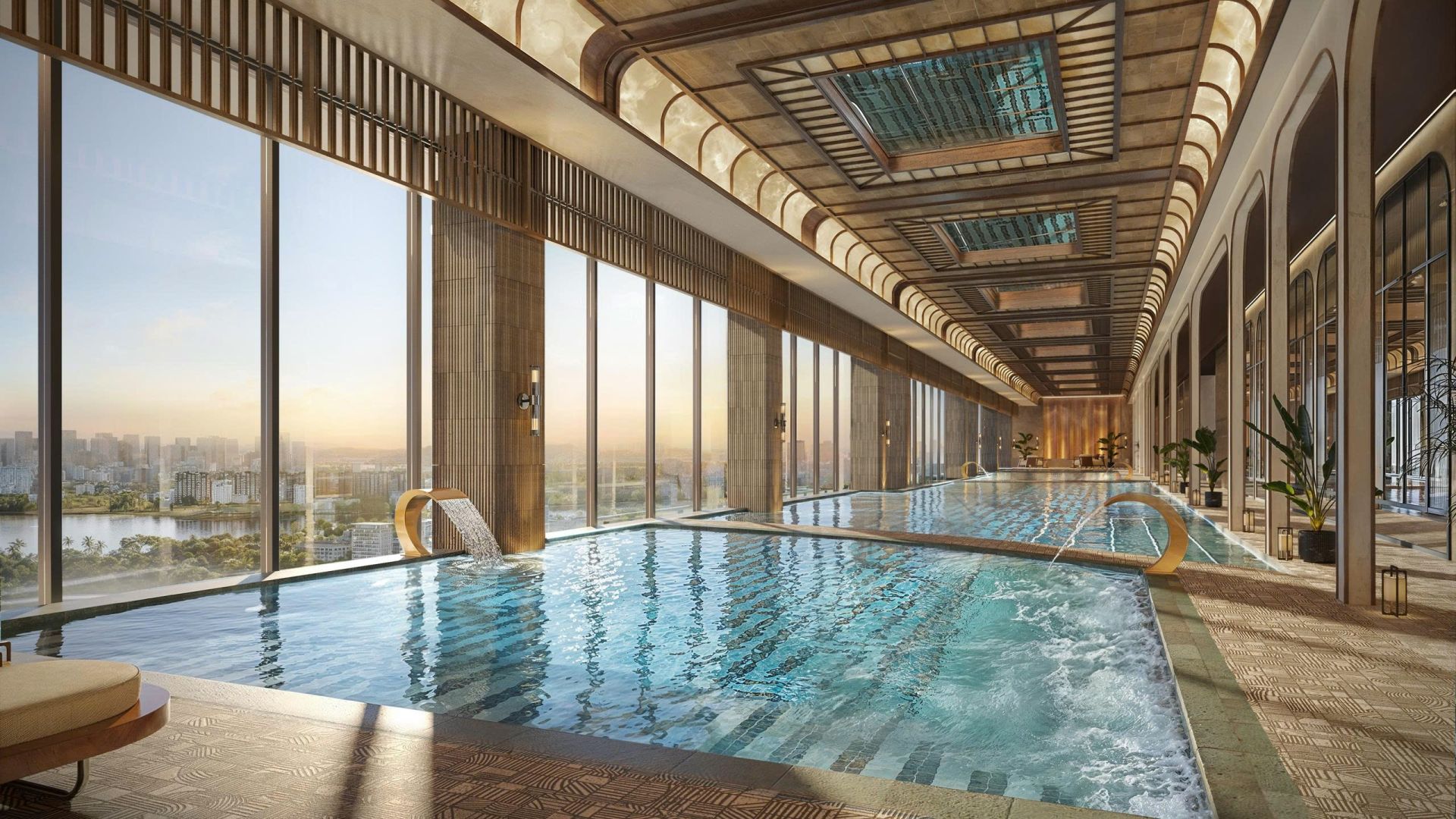 Bể bơi 4 m&ugrave;a trong nh&agrave; ứng dụng c&ocirc;ng nghệ điện ph&acirc;n muối tại dự &aacute;n