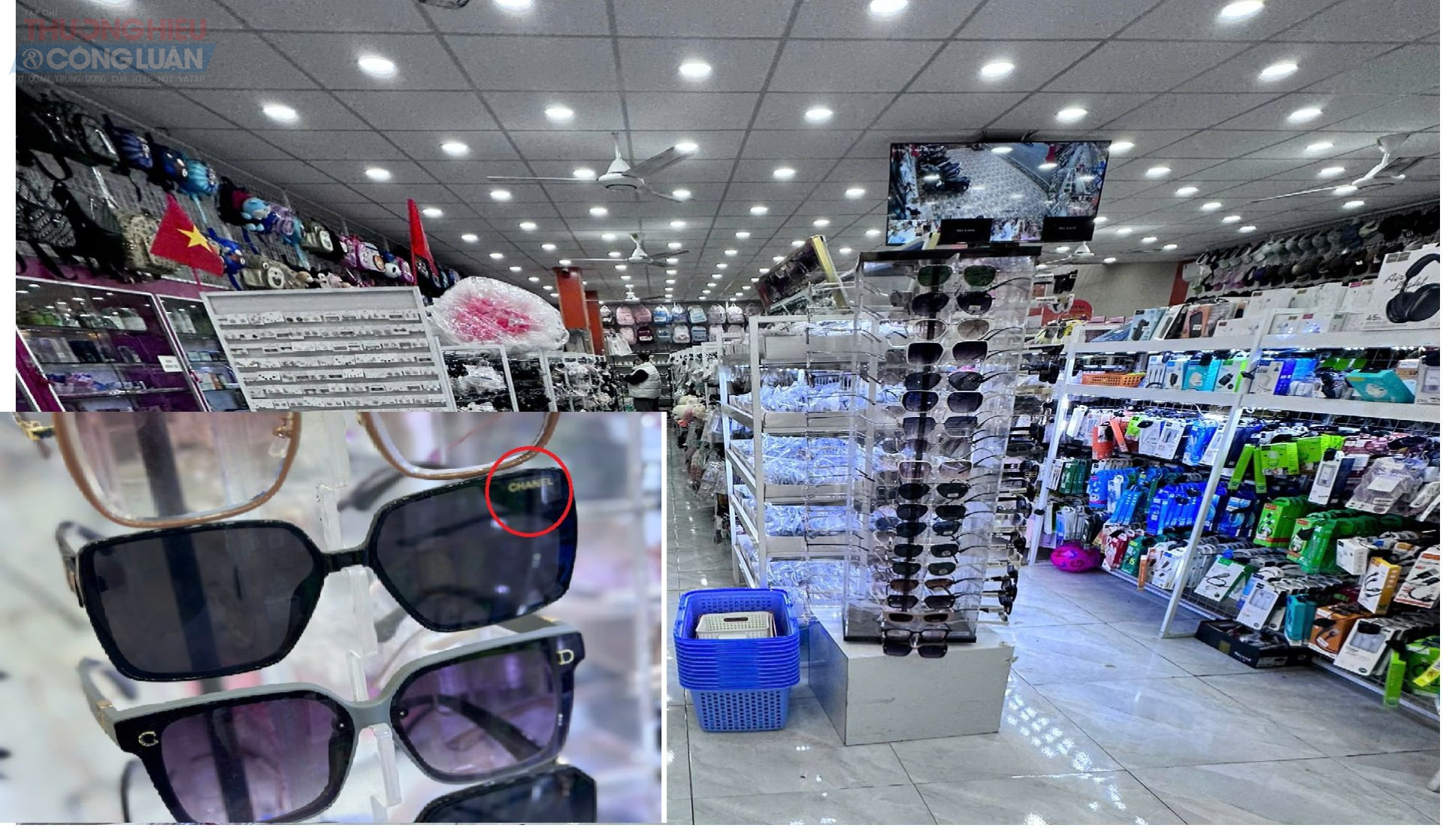 Sản phẩm kính mắt vi phạm quyền SHTT tại cửa hàng Vân Ruby được bày bán công khai. Sản phẩm kính mắt vi phạm quyền SHTT tại cửa hàng Vân Ruby được bày bán công khai.