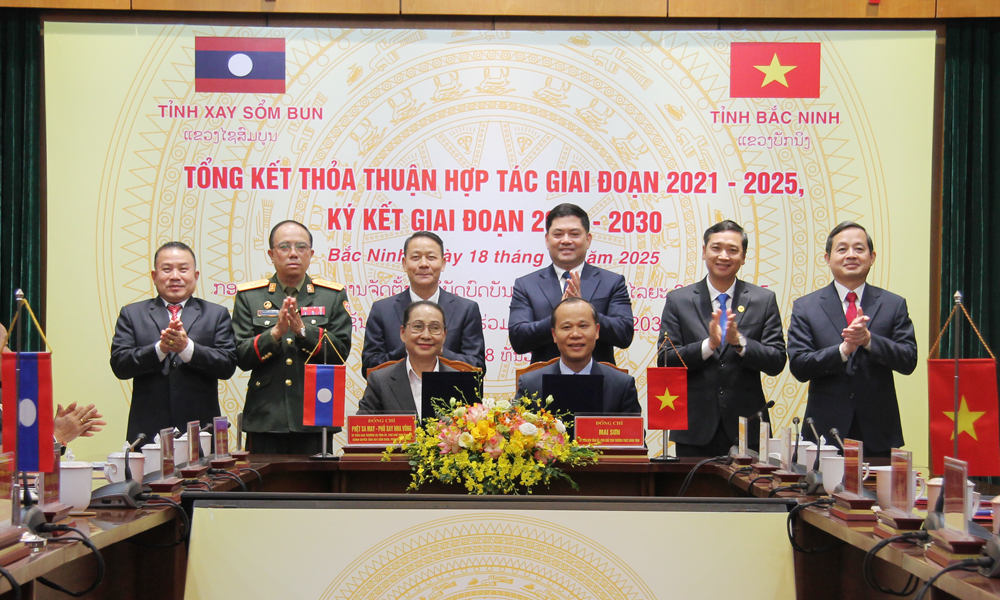 Bắc Ninh và Xay Sổm Bun ký kết Thỏa thuận hợp tác giai đoạn 2026 - 2030