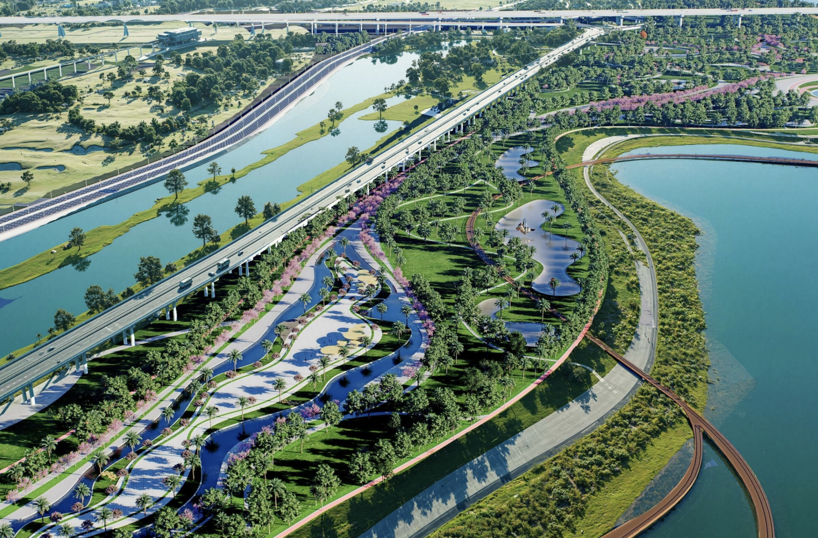 Phối cảnh Trục Đại lộ cảnh quan sông Hồng. Ảnh: Quang Phong Phối cảnh Trục Đại lộ cảnh quan sông Hồng. Ảnh: Quang Phong