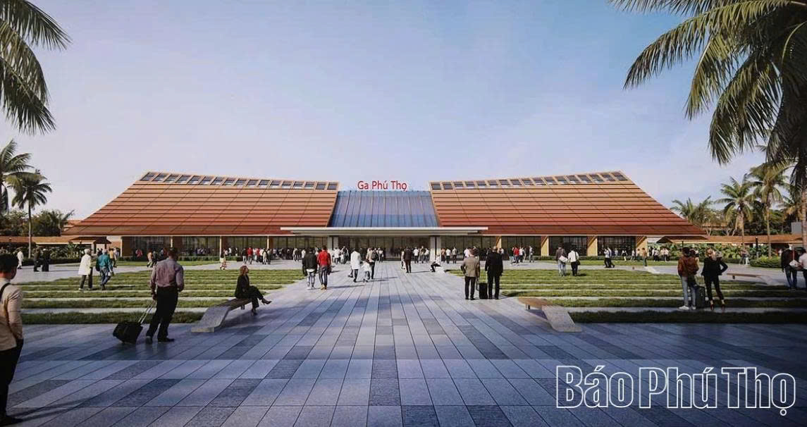 Phối cảnh Ga Ph&uacute; Thọ v&agrave; Quảng trường ga (phương &aacute;n 1) thuộc dự &aacute;n Đầu tư x&acirc;y dựng tuyến đường sắt L&agrave;o Cai &ndash; H&agrave; Nội &ndash; Hải Ph&ograve;ng.