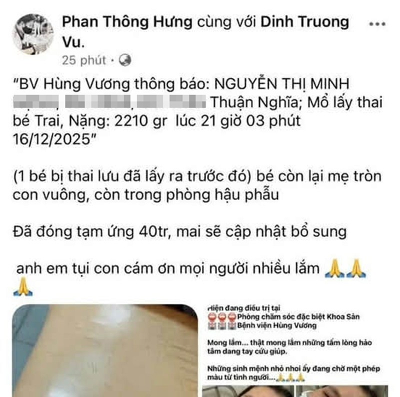B&agrave;i viết k&ecirc;u gọi hỗ trợ cho sản phụ Nguyễn Thị Minh Hạnh