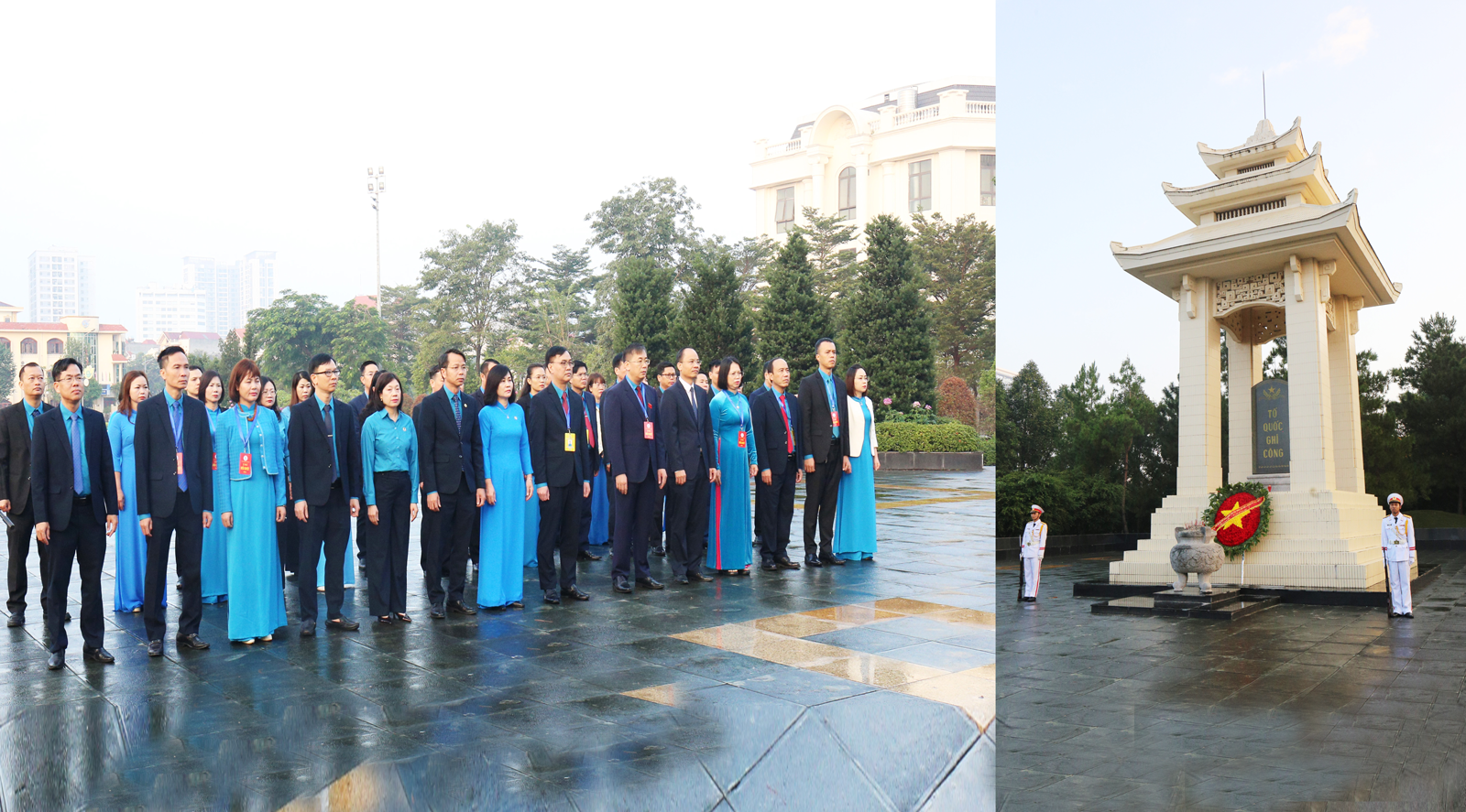 Đoàn đại biểu dự Đại hội Công đoàn tỉnh Bắc Ninh lần thứ I dâng hương tại Đài tưởng niệm các Anh hùng liệt sĩ