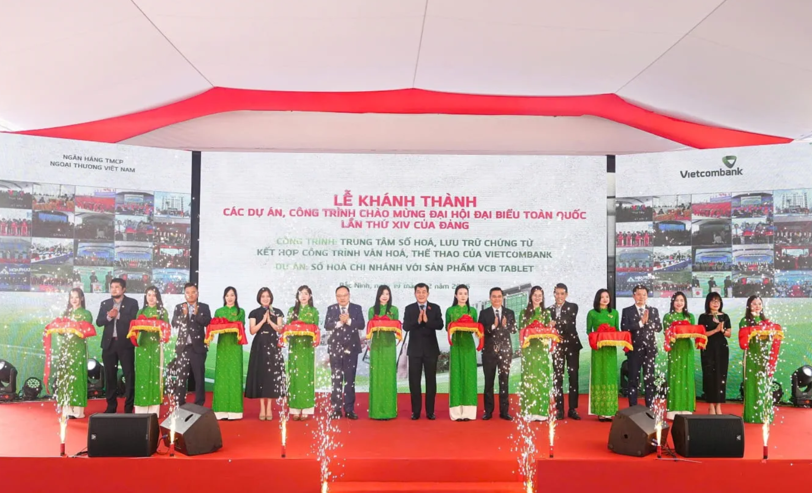 Vietcombank khánh thành 2 công trình, chào mừng Đại hội đại biểu toàn quốc lần thứ XIV của Đảng