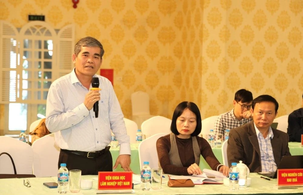 Đại diện Viện Khoa học L&acirc;m nghiệp Việt Nam tham luận tại hội thảo.
