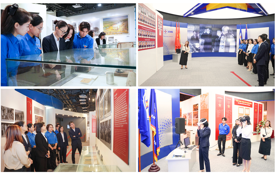 Đo&agrave;n tham quan lắng nghe những c&acirc;u chuyện lịch sử đầy x&uacute;c động v&agrave; trải nghiệm c&ocirc;ng nghệ thực tế ảo