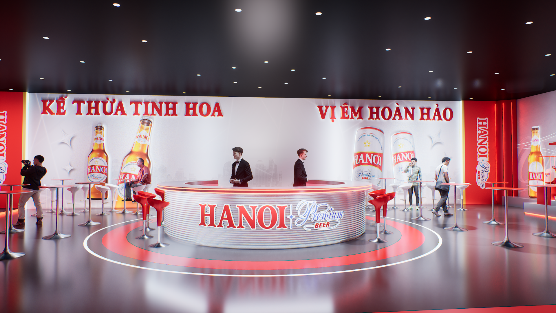 Khu vực trải nghiệm kh&ocirc;ng gian bar trong nh&agrave; cao cấp thời thượng