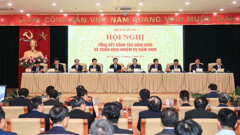 Hội nghị tổng kết c&ocirc;ng t&aacute;c năm 2025 v&agrave; triển khai nhiệm vụ năm 2026 Bộ X&acirc;y dựng - Ảnh: Tạ Hải