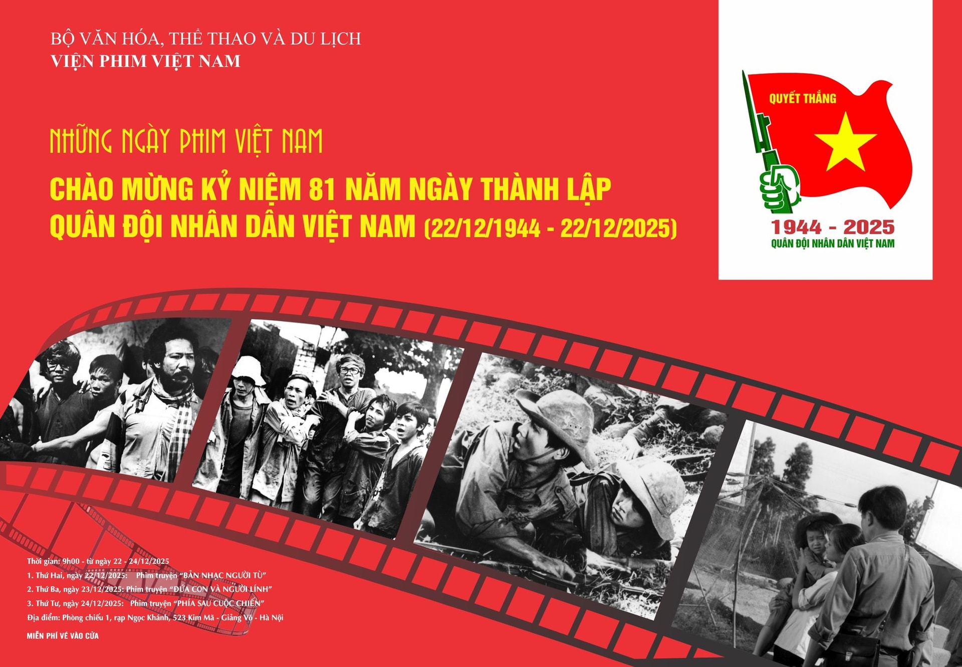 Tuần phim Kỷ niệm 81 năm Ngày thành lập Quân đội nhân dân Việt Nam dự kiến tổ chức vào tháng 12