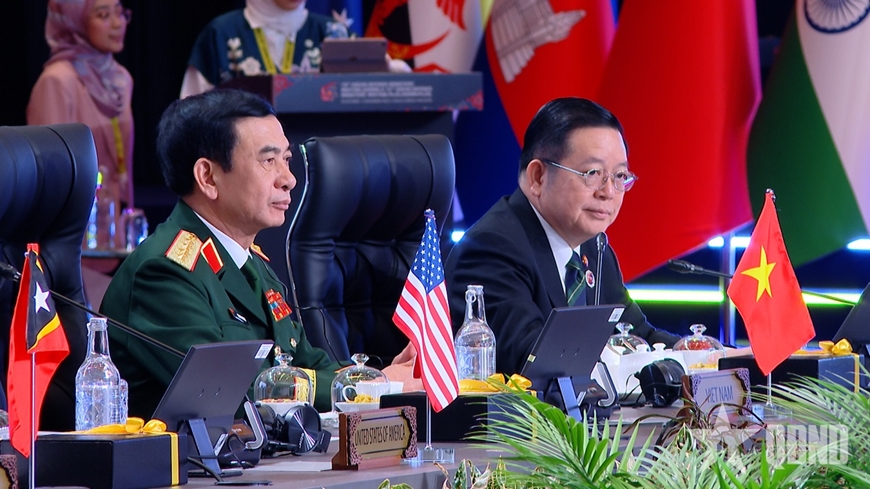 Đại tướng Phan Văn Giang tham dự Hội nghị Bộ trưởng Quốc ph&ograve;ng ASEAN mở rộng (ADMM+) lần thứ 12. Ảnh: ANH THƯ