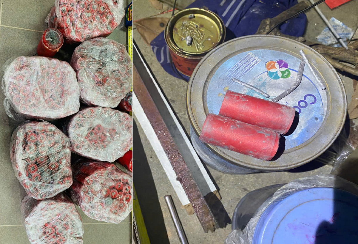 Tang vật v&agrave; dụng cụ sản xuất ph&aacute;o nổ tr&aacute;i ph&eacute;p