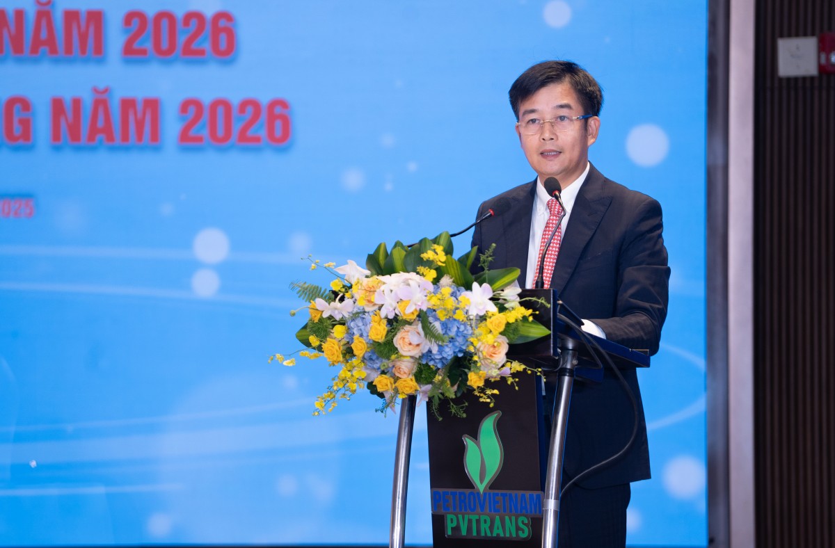 &Ocirc;ng Nguyễn Duy&ecirc;n Hiếu - Tổng Gi&aacute;m đốc PVTrans b&aacute;o c&aacute;o kết quả sản xuất, kinh doanh năm 2025