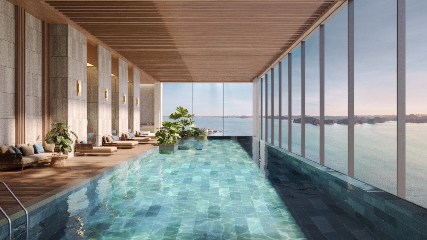 T&ograve;a th&aacute;p sở hữu tới 12 hồ bơi trong nh&agrave; v&agrave; ngo&agrave;i trời với tầm nh&igrave;n hướng vịnh. Đặc biệt, tầng 40 với cao độ gần 160 m&eacute;t, Aria Bay mở ra một &ldquo;khu nghỉ dưỡng tr&ecirc;n cao&rdquo; với những tiện &iacute;ch đẳng cấp như hồ bơi v&ocirc; cực, hồ bơi bốn m&ugrave;a, sky bar, lounge, v&agrave; vườn thi&ecirc;n văn... mang đến những trải nghiệm thư gi&atilde;n trọn vẹn giữa tầng kh&ocirc;ng.