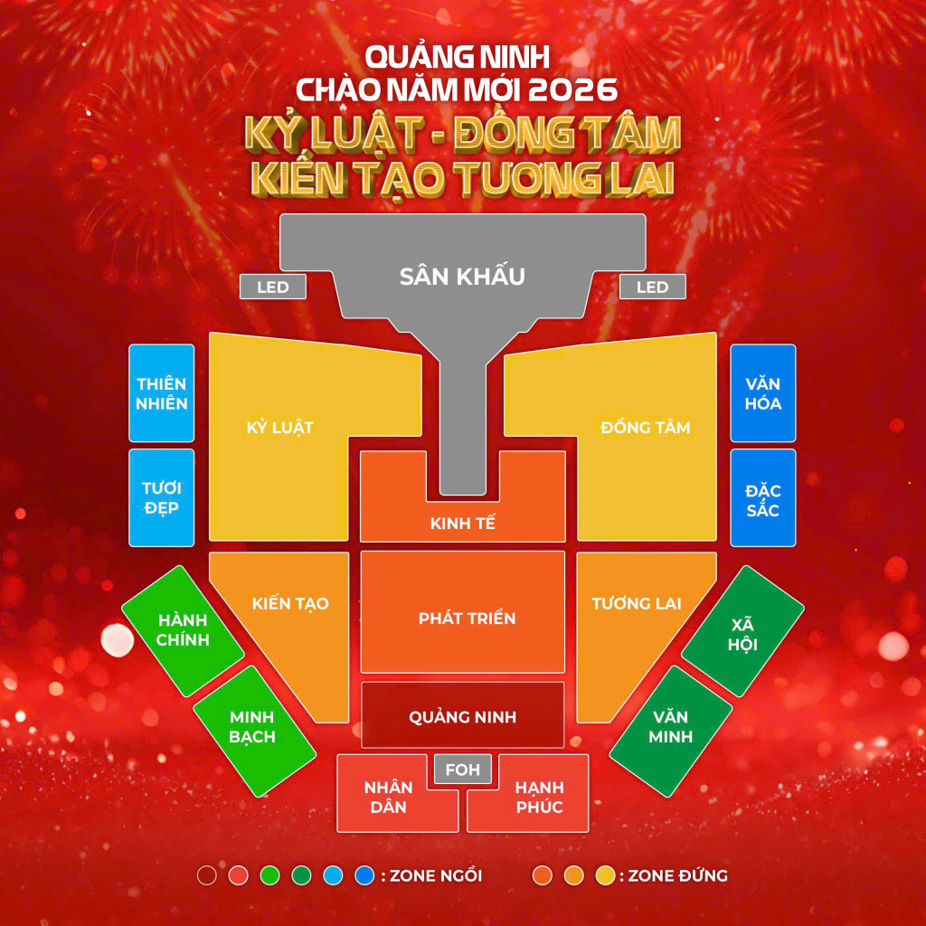 Sơ đồ chỗ ngồi tại chương tr&igrave;nh Countdown Quảng Ninh ch&agrave;o năm mới 2026