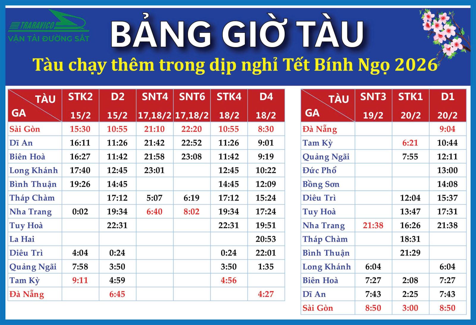 Bảng giờ t&agrave;u chạy.