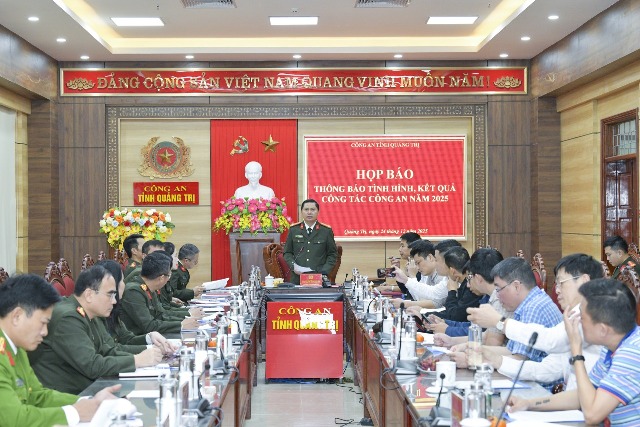 C&ocirc;ng an tỉnh Quảng Trị th&ocirc;ng tin kết quả c&ocirc;ng t&aacute;c năm 2025, triển khai nhiệm vụ năm 2026.