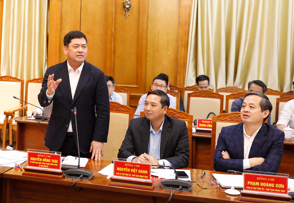 Đồng ch&iacute; Nguyễn Hồng Th&aacute;i ph&aacute;t biểu tại hội nghị.