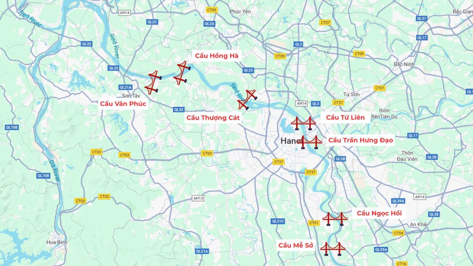 Toàn cảnh 7 cây cầu được Hà Nội khởi công trong năm 2025