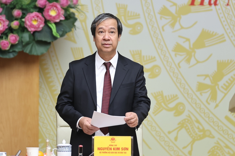Bộ trưởng Bộ Gi&aacute;o dục v&agrave; Đ&agrave;o tạo Nguyễn Kim Sơn ph&aacute;t biểu - Ảnh: VGP/Nhật Bắc