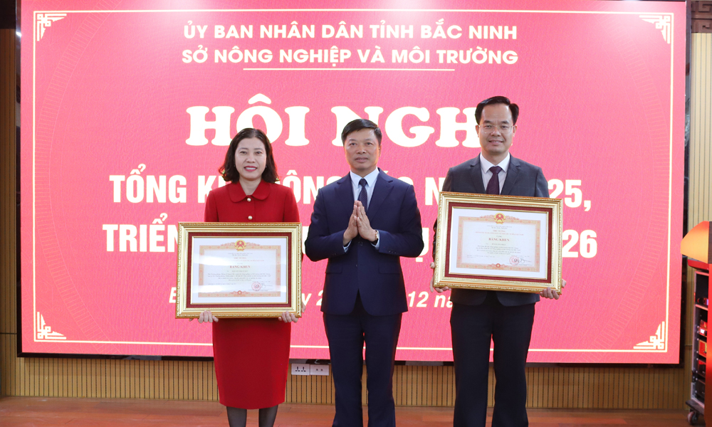 Thừa uỷ quyền của Thủ tướng Ch&iacute;nh phủ, đồng ch&iacute; Đ&agrave;o Quang Khải trao tặng Bằng khen cho c&aacute;c c&aacute; nh&acirc;n c&oacute; th&agrave;nh t&iacute;ch xuất sắc.