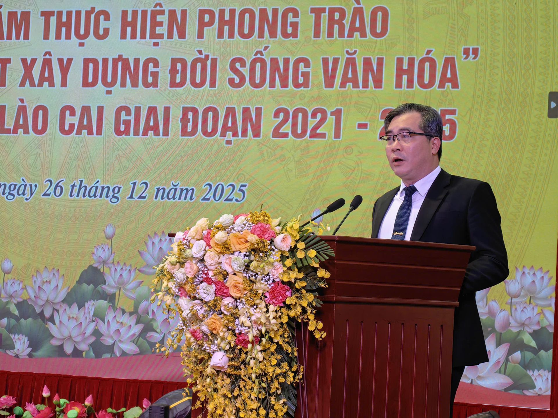 Đồng ch&iacute; N&ocirc;ng Việt Y&ecirc;n &ndash; Gi&aacute;m đốc Sở Văn h&oacute;a, Thể thao v&agrave; Du lịch tỉnh L&agrave;o Cai ph&aacute;t biểu