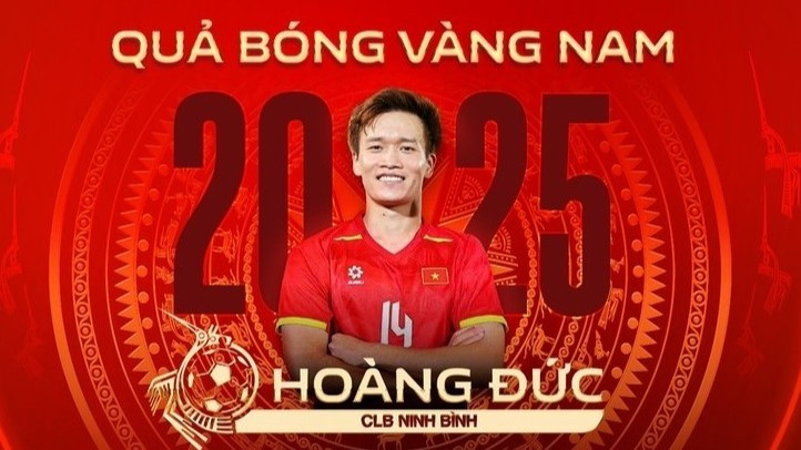Nguyễn Hoàng Đức giành Quả bóng vàng Việt Nam 2025