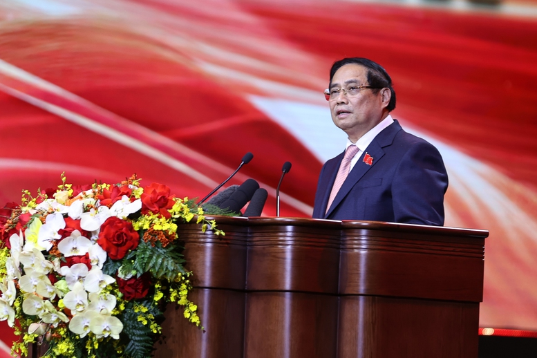Thủ tướng Phạm Minh Ch&iacute;nh ph&aacute;t biểu khai mạc Đại hội - Ảnh: VGP/Nhật Bắc