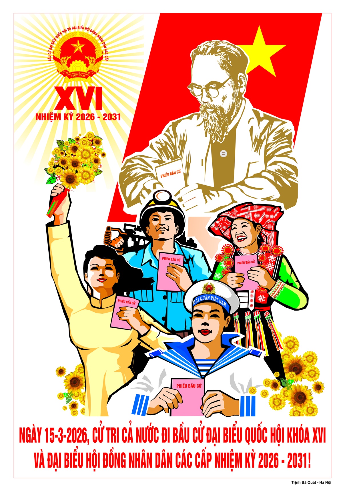 Tranh biểu trưng bầu cử đại biểu Quốc hội v&agrave; HĐND c&aacute;c cấp nhiệm kỳ 2026 - 2031