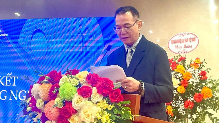 Nghệ sĩ Nh&acirc;n d&acirc;n Phạm Anh Phương, Chủ tịch Hội Nghệ sĩ M&uacute;a Việt Nam ph&aacute;t biểu.