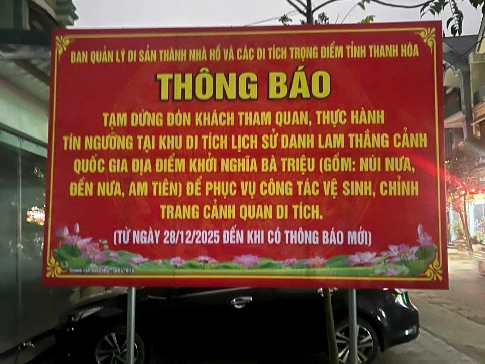 Thanh Hóa: Tạm dừng đón khách tại Khu di tích lịch sử, danh lam thắng cảnh quốc gia địa điểm khởi nghĩa Bà Triệu
