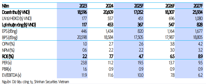 SSV dự ph&oacute;ng c&aacute;c chỉ ti&ecirc;u t&agrave;i ch&iacute;nh của NKG giai đoạn 2025&ndash;2027