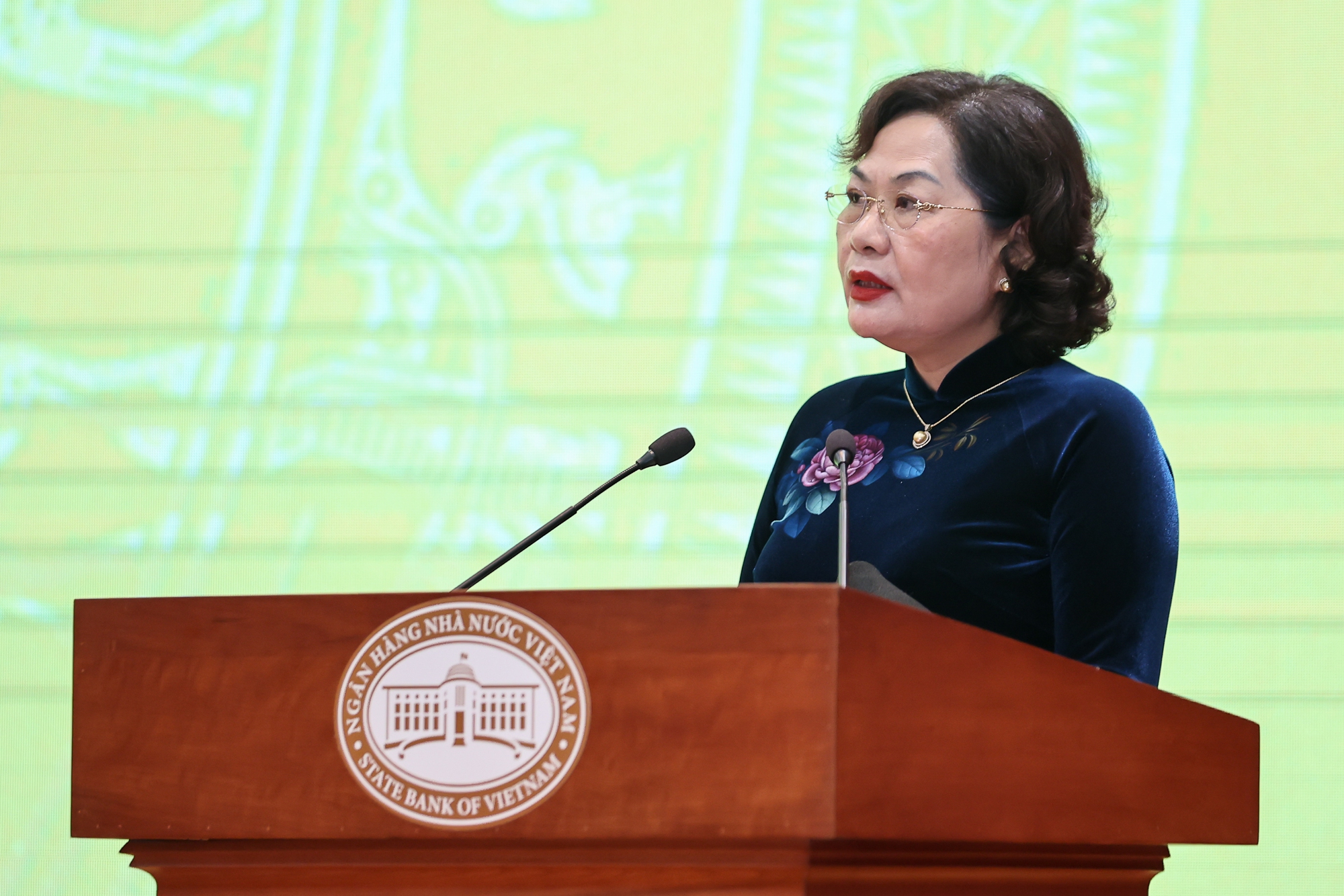 Thống đốc NHNN Nguyễn Thị Hồng ph&aacute;t biểu