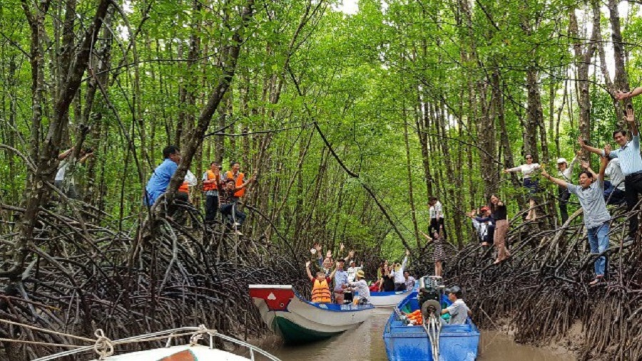 Du khách trải nghiệm du lịch sinh thái dưới tán rừng ngập mặn tại Vườn Quốc gia Mũi Cà Mau Du khách trải nghiệm du lịch sinh thái dưới tán rừng ngập mặn tại Vườn Quốc gia Mũi Cà Mau