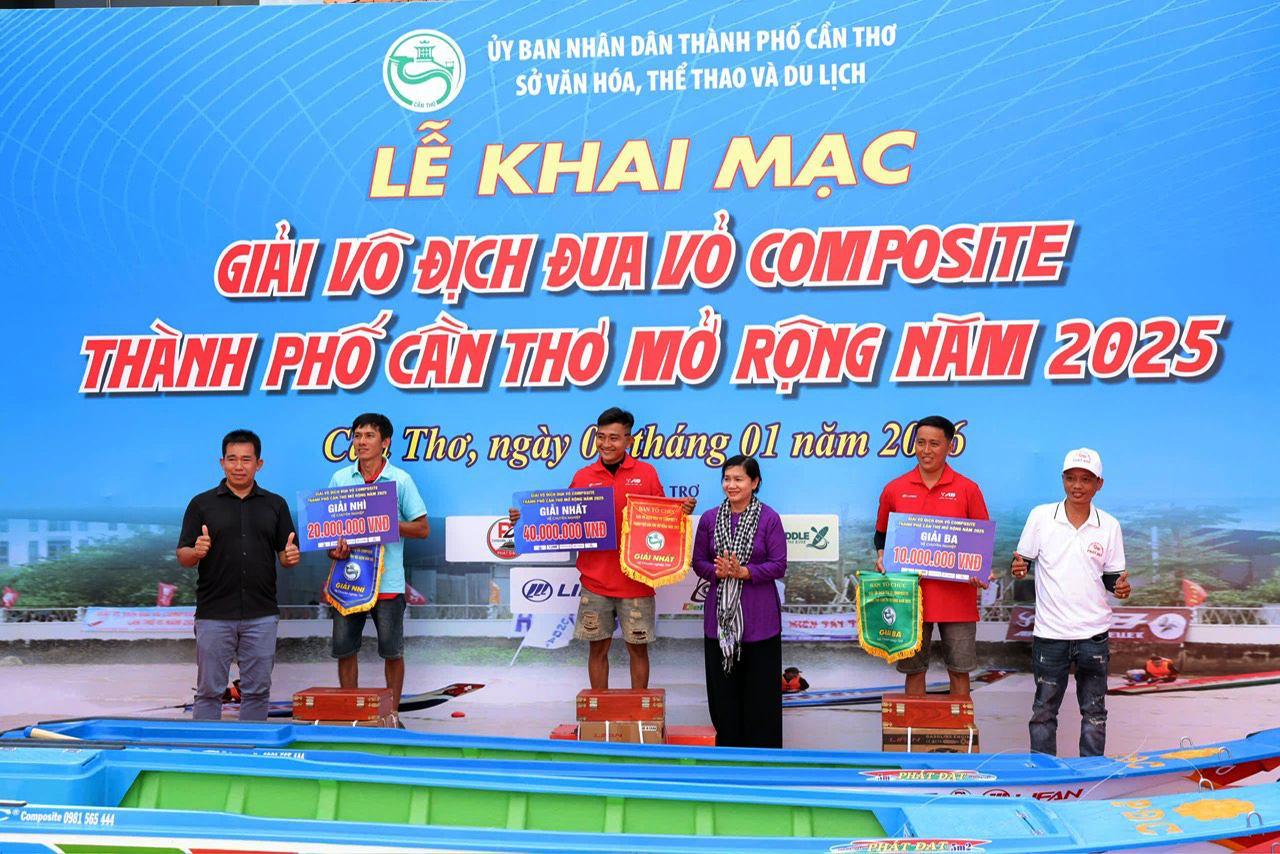 142 vận động viên tranh tài Giải vô địch đua vỏ composite TP. Cần Thơ mở rộng năm 2025