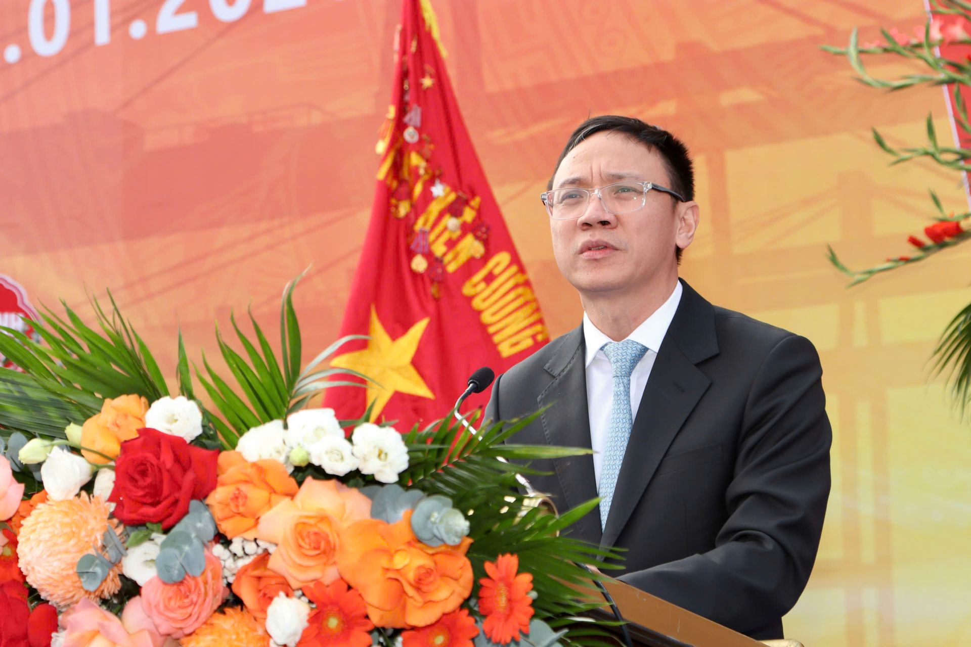 Ph&oacute; Chủ tịch Thường trực HĐND th&agrave;nh phố Đ&agrave;o Trọng Đức ph&aacute;t biểu ghi nhận v&agrave; biểu dương kết quả của Cảng Hải Ph&ograve;ng.