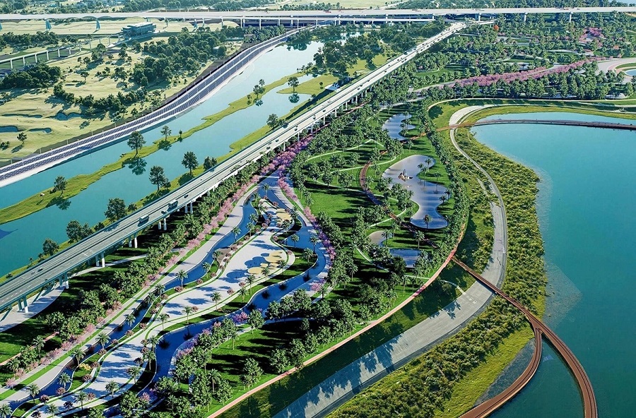 Phối cảnh Trục Đại lộ cảnh quan s&ocirc;ng Hồng