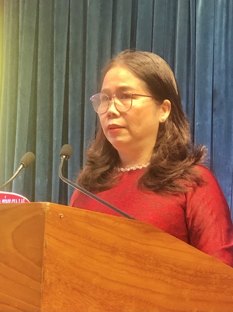 B&agrave; Đỗ Thị Diệu Hạnh ph&aacute;t biểu khai mạc Hội nghị. Ảnh: VH