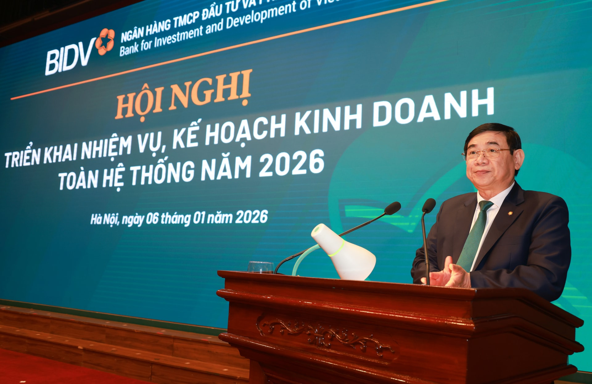 Chủ tịch HĐQT BIDV Phan Đức Tú phát biểu tại Hội nghị. (Ảnh: SBV) Chủ tịch HĐQT BIDV Phan Đức Tú phát biểu tại Hội nghị. (Ảnh: SBV)