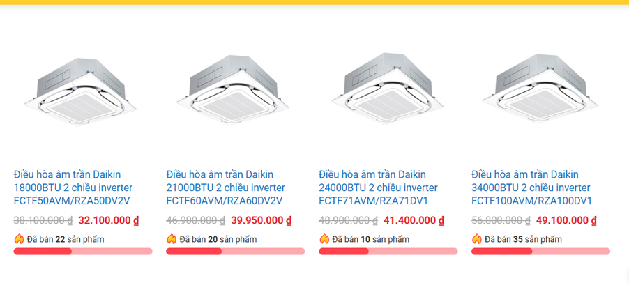 Ph&uacute;c Kh&aacute;nh cung cấp rất nhiều d&ograve;ng sản phẩm điều ho&agrave; &acirc;m trần ch&iacute;nh h&atilde;ng với nhiều mức gi&aacute; kh&aacute;c nhau.