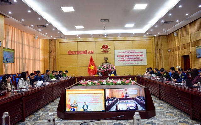 Quang cảnh hội nghị tại điểm cầu Nghệ An.