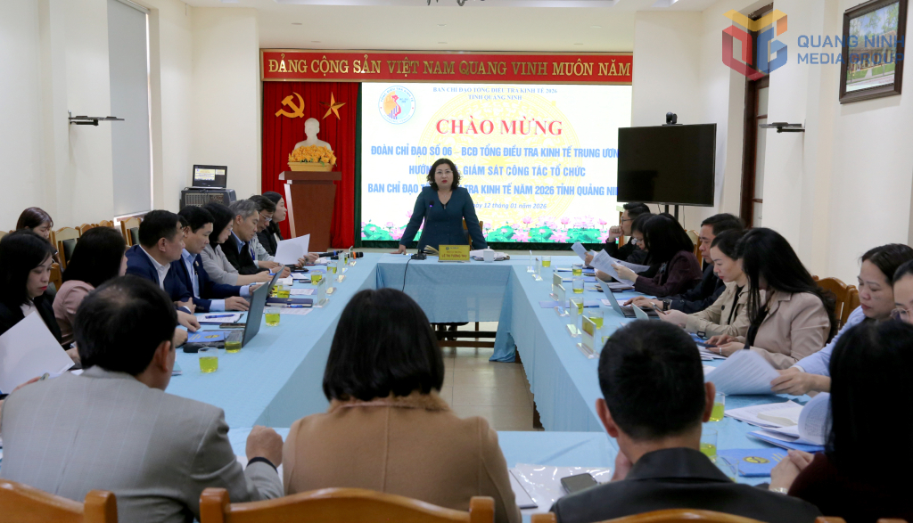 Đo&agrave;n c&ocirc;ng t&aacute;c Ban Chỉ đạo Tổng điều tra kinh tế Trung ương l&agrave;m việc với Ban Chỉ đạo Tổng điều tra kinh tế năm 2026 tỉnh Quảng Ninh