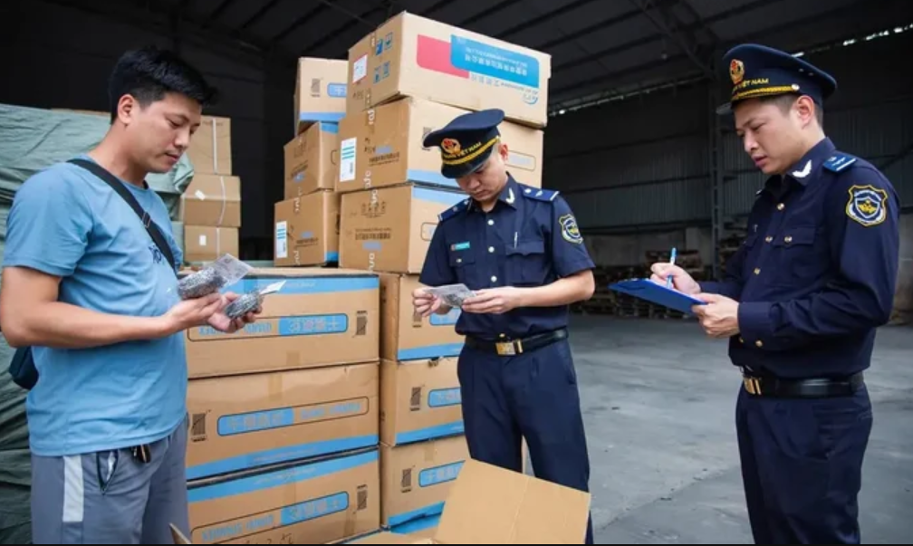 Lực lượng hải quan tỉnh Lạng Sơn kiểm tra h&agrave;ng h&oacute;a tại cửa khẩu Chi Ma. Ảnh: KT