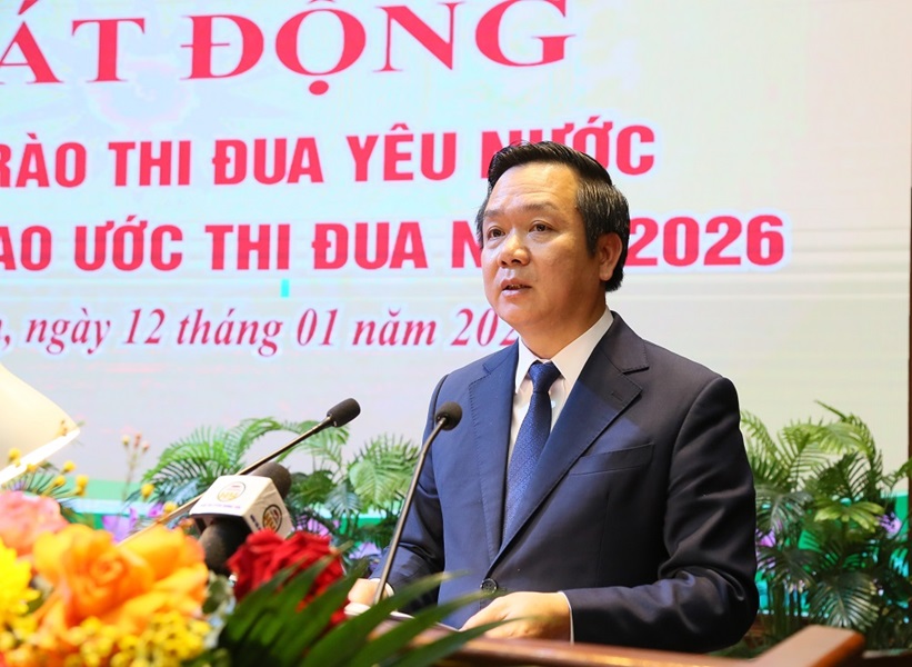 &Ocirc;ng Phạm Quang Ngọc, Ph&oacute; B&iacute; thư Tỉnh ủy, Chủ tịch UBND tỉnh Hưng Y&ecirc;n, Chủ tịch Hội đồng Thi đua - Khen thưởng tỉnh ph&aacute;t động phong tr&agrave;o thi đua y&ecirc;u nước năm 2026.